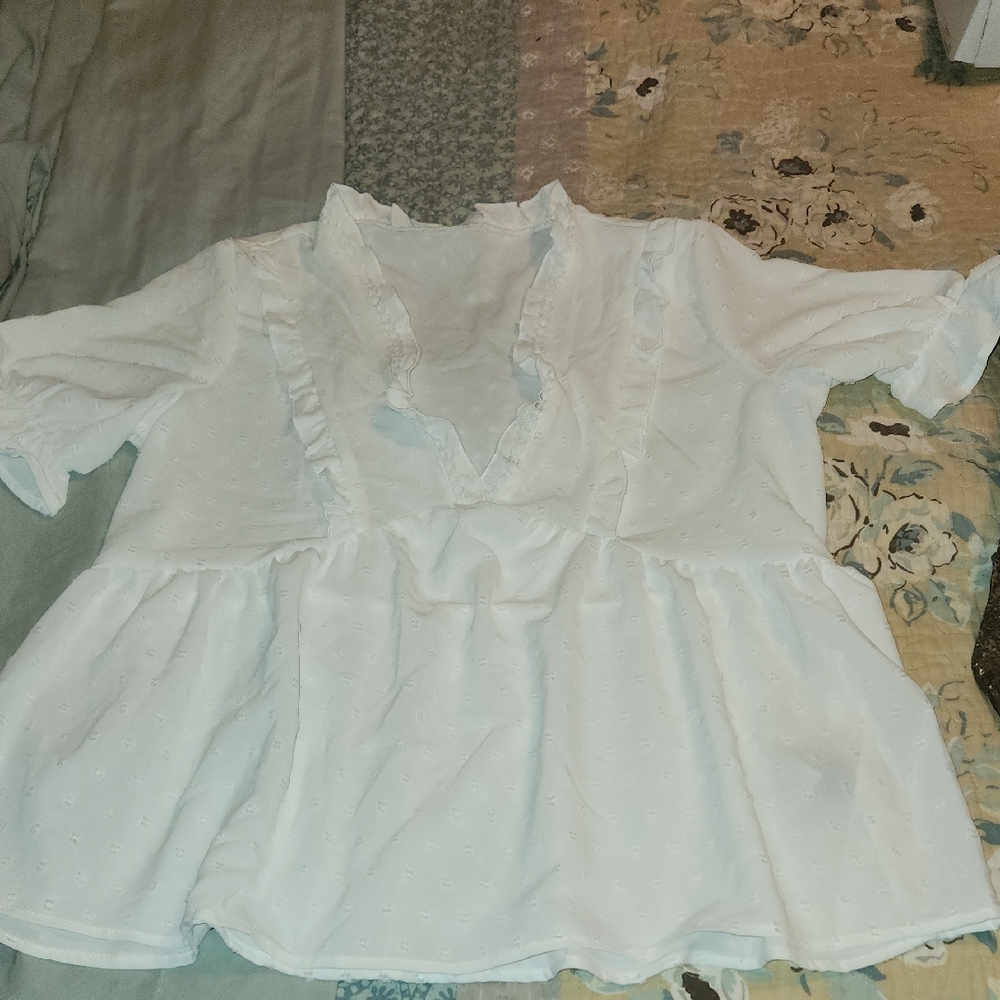 White Ruffled Top